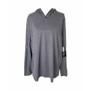 HI-TEC Men's Shirt Grey Long Sleeve Hooded Dri-Tec Shade V-Neck Athletic Size XL